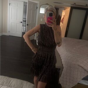 1.State Elegant Black Metallic Dress